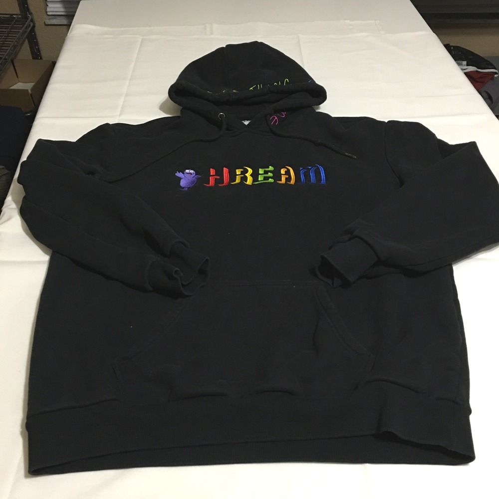 Whatever Forever Hoodie Mens XL Black Embroidered Dream Rainbow